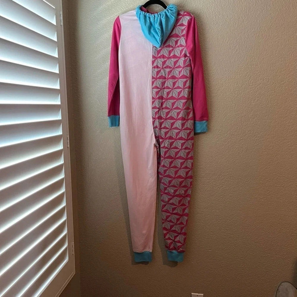 Disney Resort Epcot Adult Onesie Pajama Pink Blue XS Hooded Bodysuit - Picture 3 of 7
